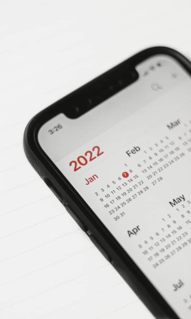 Calendar app on a cell phone