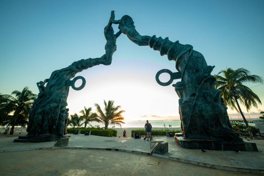Playa Del Carmen Statue at the entrance to Quintana Roo