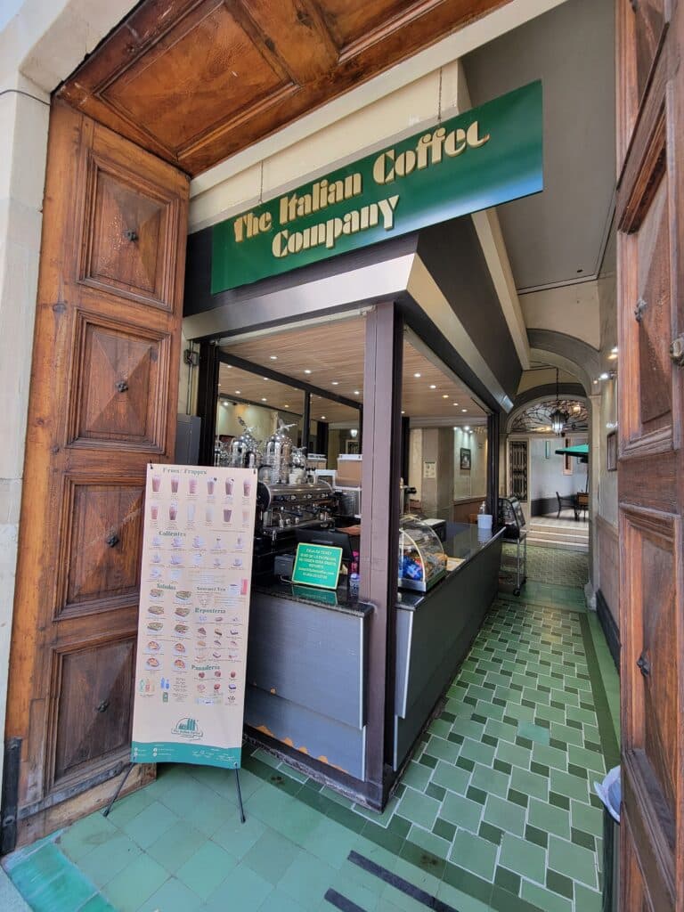 The entrance to the Italian Coffee Company